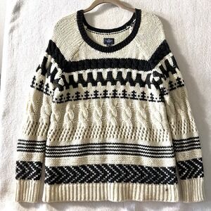 American Eagle S Small Fisherman Sweater‎ Wool Icelandic Fair Isle Chunky Cable